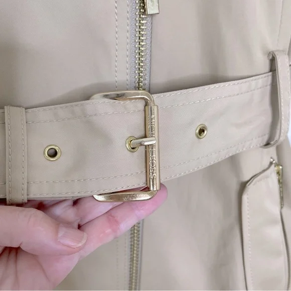 MICHAEL Michael Kors Belted Front-Zip Trench Coat preppy office travel workwear - Picture 7 of 16